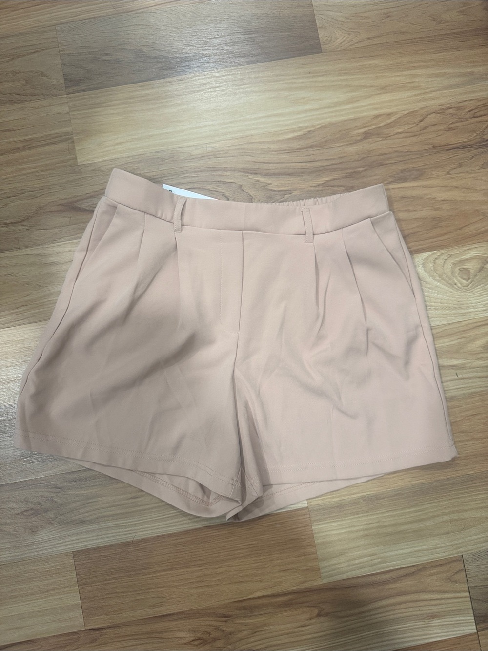 High-Rise Pleated Women’s Shorts in Blush Pink